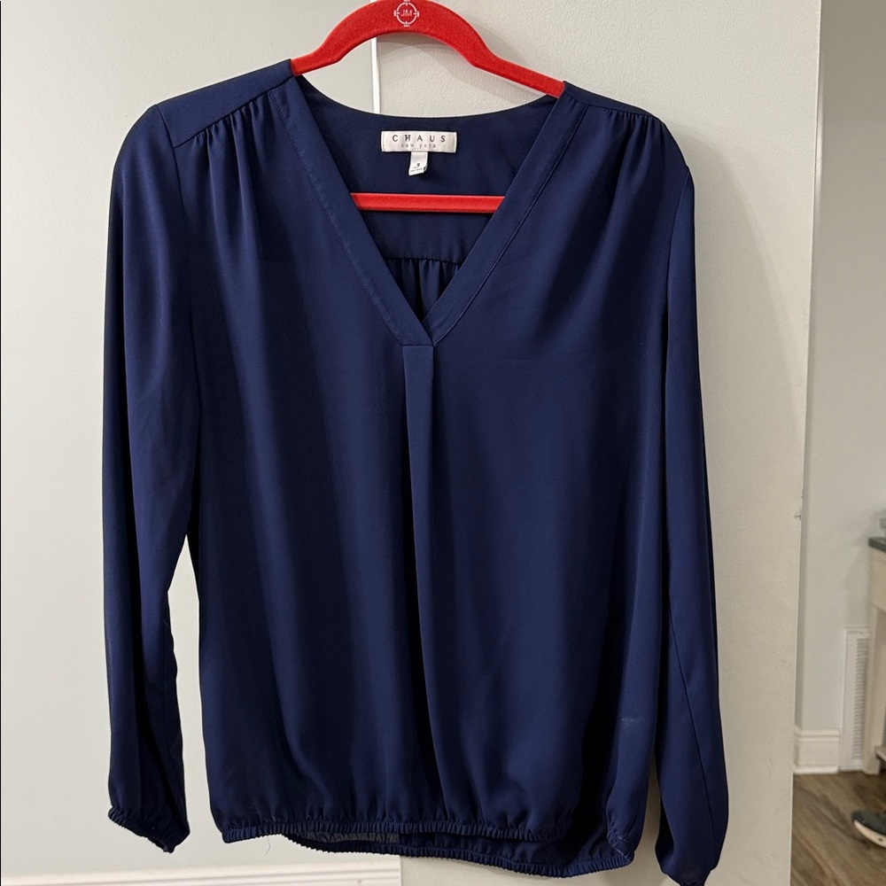 Chaus Women's Deep Blue V-Neck Blouse